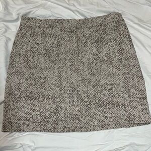 LOFT Linen Tan and Brown Patterned Pencil Skirt